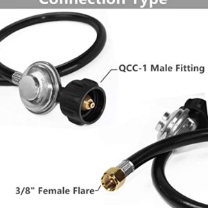 DOZYANT 3.5 Feet Propane Regulator and Hose Universal Grill Regulator Replacement Parts, QCC1 Hose and Regulator for Most LP Gas Grill, Heater and Fire Pit Table