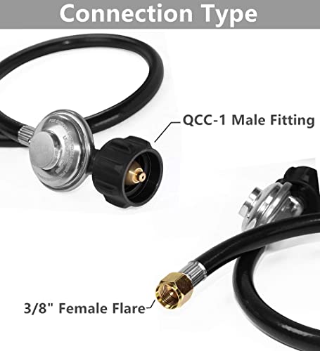 DOZYANT 3.5 Feet Propane Regulator and Hose Universal Grill Regulator Replacement Parts, QCC1 Hose and Regulator for Most LP Gas Grill, Heater and Fire Pit Table