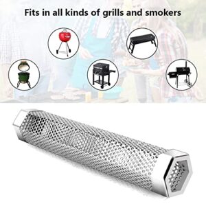 VIGIND Pellet Smoker Tube,12'' Stainless Steel BBQ Smoke Tube, Hot/Cold Smoking for All Charcoal,Works with Electric Gas Charcoal Grilling,Smoker Perfect for Smoking Cheese Nuts Steaks Fish Pork Beef