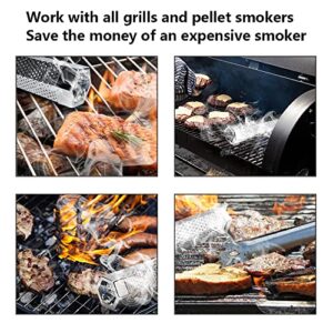 VIGIND Pellet Smoker Tube,12'' Stainless Steel BBQ Smoke Tube, Hot/Cold Smoking for All Charcoal,Works with Electric Gas Charcoal Grilling,Smoker Perfect for Smoking Cheese Nuts Steaks Fish Pork Beef