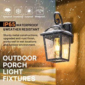 Outdoor Porch Light Waterproof, Farmhouse Wall Lantern with Seeded Glass, Aluminum Wall Mount Light for Doorway Balcony Patio Entryway(UL Listed)