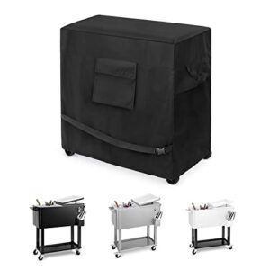 edostory cooler cart cover, waterproof uv resistant 600d oxford fabric fit for most 80 quart rolling ice chest cooler upto 34l x 20w x 32h inch, black