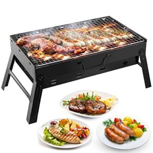 portable charcoal grill, bbq small foldable barbecue charcoal grill for outdoor cooking camping picnics 17′ x 11′ x 10′