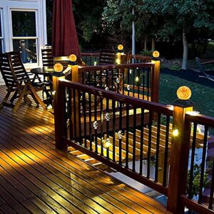 TWINSLUXES Solar Post Cap Lights Outdoor, Flickering Flame Lights, Waterproof LED Fence Post Solar Lights, for 3.5x3.5/4x4/5x5 Wood Posts in Patio Yard Landscape Decoration, Deck or Gard