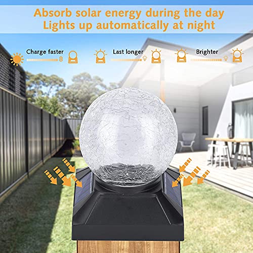 TWINSLUXES Solar Post Cap Lights Outdoor, Flickering Flame Lights, Waterproof LED Fence Post Solar Lights, for 3.5x3.5/4x4/5x5 Wood Posts in Patio Yard Landscape Decoration, Deck or Gard