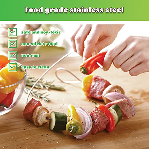 QQPOLE 29Inch Flexible BBQ Skewers for Grilling, Stainless Steel Easy Flip Barbecue Skewers 29" Set of 8 Pack Reusable Kabob Skewers