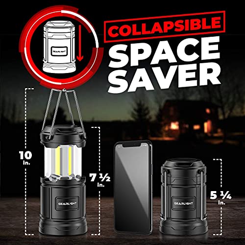 GearLight Camping Lantern - 2 Portable, LED Battery Powered Lamp Lights, Magnetic Base and Foldable Hook for Emergency Use or Camp Sites. Gift for him, for Kids Stocking Stuffer. Christmas Gift.﻿