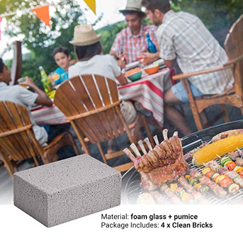 4 Pack Grill Cleaning Brick Block - Grill Stone/Griddle Cleaner Block - BBQ Grill Stones Cleaner - Remove Greases Stains Residues Dirt