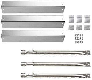 votenli s9505a (3-pack) replacement parts for chargriller 3001 3030 4000 5050 5072,5252, 5650,4208 stainless steel burner and stainless steel heat plates