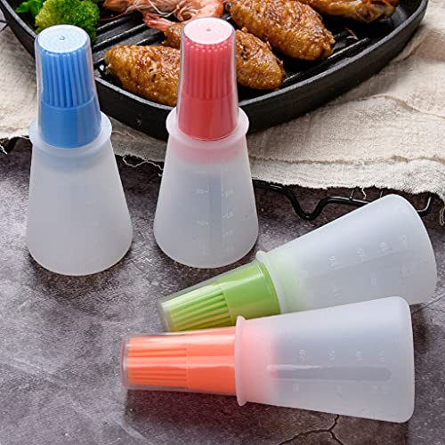 4 pcs Silicone Oil bottle brush， BBQ/Pastry Basting Brushes,Silicone Cooking Grill Barbecue Baking Pastry Oil/Honey/Sauce Bottle Brush (Red, orange, green, blue)