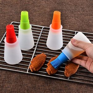 4 pcs Silicone Oil bottle brush， BBQ/Pastry Basting Brushes,Silicone Cooking Grill Barbecue Baking Pastry Oil/Honey/Sauce Bottle Brush (Red, orange, green, blue)