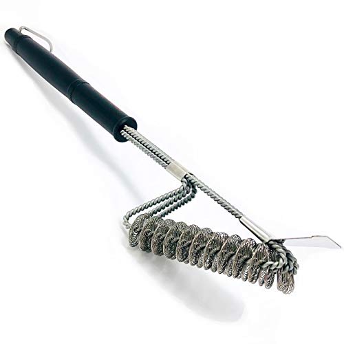 Grill Brush & Scraper Bristle Free | Safe Stainless Steel Cleaning | All BBQ Grates | Gas or Charcoal Grills | Wood and Pellet Smoker | Weber | Best Non Wire Scrubber Cleaner in Grilling Accessories