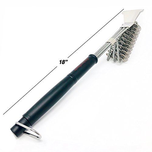 Grill Brush & Scraper Bristle Free | Safe Stainless Steel Cleaning | All BBQ Grates | Gas or Charcoal Grills | Wood and Pellet Smoker | Weber | Best Non Wire Scrubber Cleaner in Grilling Accessories