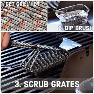 Grill Brush & Scraper Bristle Free | Safe Stainless Steel Cleaning | All BBQ Grates | Gas or Charcoal Grills | Wood and Pellet Smoker | Weber | Best Non Wire Scrubber Cleaner in Grilling Accessories