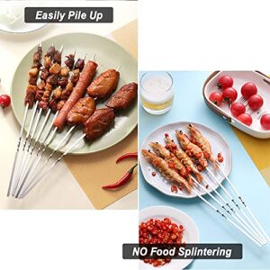 CenterZ 30 Pack Kebab Skewers, 15" Long Flat Stainless Steel BBQ Shish Kabob Skewers with Portable Metal Storage Tube, Reusable Meat Sticks Set for Grilling, Marshmallow, Vegetable, Shiskabob Barbecue