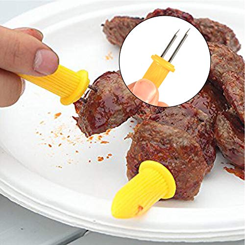 28 PCS Corn Holders, Funny Stainless Steel Corn Holders For Corn On The Cob Skewers Two Prong Corn Handles Interlocking Jumbo BBQ Corn Cob Holders Corn Picks Holders Sweetcorn Forks With Storage Box