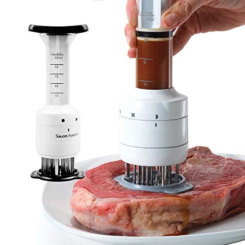 Sauce Enhancer Injector, Sauces Injector Meat Marinade Injector Tenderizer 30 Stainless Steel Meat Tenderizer Needle, 3-oz Large Capacity Meat Flavor Injector