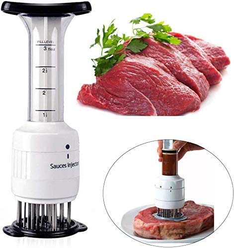 Sauce Enhancer Injector, Sauces Injector Meat Marinade Injector Tenderizer 30 Stainless Steel Meat Tenderizer Needle, 3-oz Large Capacity Meat Flavor Injector