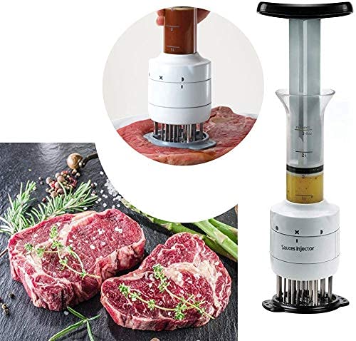 Sauce Enhancer Injector, Sauces Injector Meat Marinade Injector Tenderizer 30 Stainless Steel Meat Tenderizer Needle, 3-oz Large Capacity Meat Flavor Injector