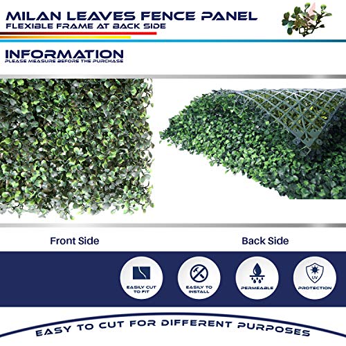 Windscreen4less Artificial Faux Ivy Leaf Decorative Fence Screen 20'' x 20" Boxwood/Milan Leaves Fence Patio Panel,New Milan Leave 4 Pieces