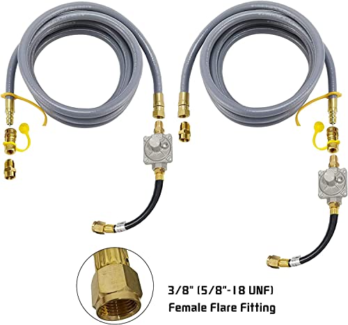 MENSI Replacement of 3030 CNG 4.0" & LP 10" for Kitchen-Aid 710-0003 Gas Grill Natural Gas Conversion Kit Regulator with Hose 1/2" Male Flare Fitting