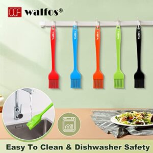 Walfos Silicone Pastry Brush, Heat Resistant Basting Brush Set, Perfect for Baking,BBQ Grill,Kitchen Cooking,Strong Steel Core and One-Pieces Design,BPA Free and Dishwasher Safe (5 Pcs)