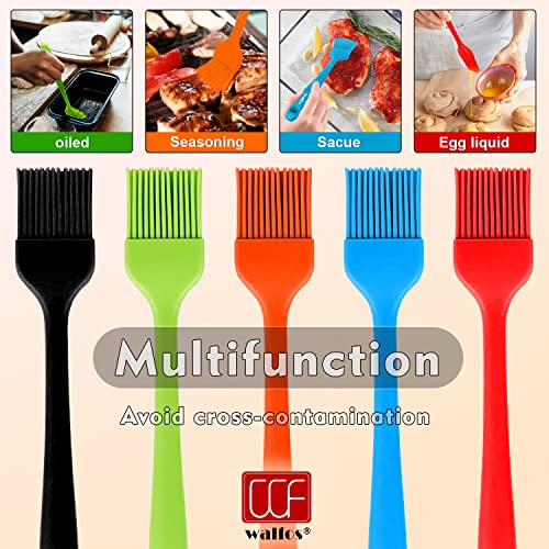 Walfos Silicone Pastry Brush, Heat Resistant Basting Brush Set, Perfect for Baking,BBQ Grill,Kitchen Cooking,Strong Steel Core and One-Pieces Design,BPA Free and Dishwasher Safe (5 Pcs)