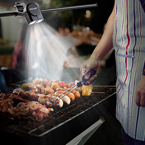 IMAGE Grill Light, BBQ Lights for Grill with 10 Super Bright LED Lights, Adjustable Handle with 360 Degree Rotation, Round & Square Bars Light on Any BBQ Pit, Grill Lights for Cooking and Outdoor Use