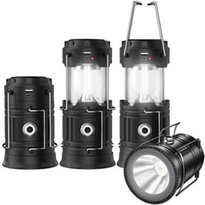 lanterns, camping lantern, solar lantern flashlights charging for phone, usb rechargeable led camping lantern, collapsible & portable for emergency, hurricanes, power outage, storm (2 pack)