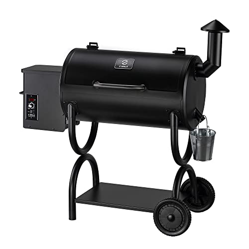 Z GRILLS ZPG-550B Wood Pellet Smoker Grill, Auto Temperature Control, 553 sq in Cooking Area, 8 in 1 Grill for Outdoor BBQ, Black