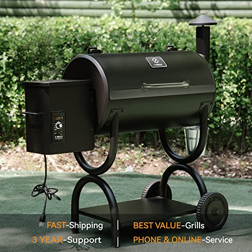 Z GRILLS ZPG-550B Wood Pellet Smoker Grill, Auto Temperature Control, 553 sq in Cooking Area, 8 in 1 Grill for Outdoor BBQ, Black