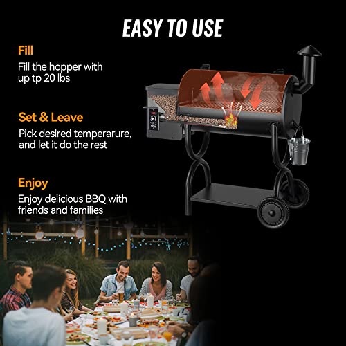 Z GRILLS ZPG-550B Wood Pellet Smoker Grill, Auto Temperature Control, 553 sq in Cooking Area, 8 in 1 Grill for Outdoor BBQ, Black