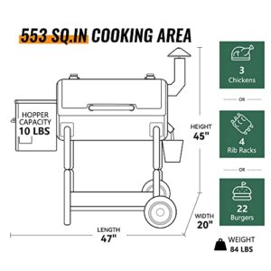 Z GRILLS ZPG-550B Wood Pellet Smoker Grill, Auto Temperature Control, 553 sq in Cooking Area, 8 in 1 Grill for Outdoor BBQ, Black