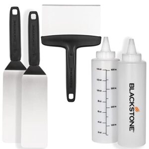 blackstone professional grade accessory tool kit (5 pieces) 16 oz bottle, two spatulas, chopper/scraper and one cookbook-perfect for cooking indoor or outdoor, multicolor