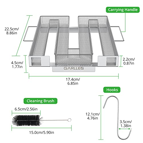 Cold Smoke Generator, GARLLEN Stainless Steel Cold Smoker, BBQ Grill Cold Smoke Box with Brush and Hooks, Smoke Generator Cold Smoking for Garden Camping Cooking