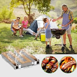 Cold Smoke Generator, GARLLEN Stainless Steel Cold Smoker, BBQ Grill Cold Smoke Box with Brush and Hooks, Smoke Generator Cold Smoking for Garden Camping Cooking