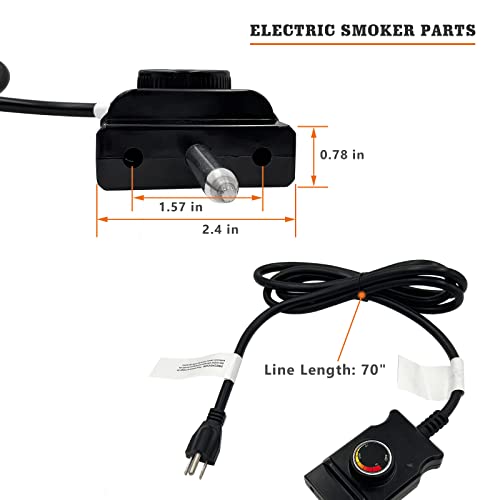 Adjustable Analog Control Power Cord, Thermostat Part Replacement for Masterbuilt Electric Smoker, Turkey Fryers, Grill Heating Elements