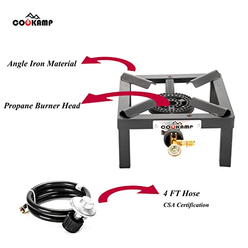 COOKAMP Single Burner Angle Iron Camp Portable Stove with CSA Listed Regulator and 4ft Hose [SA1200]