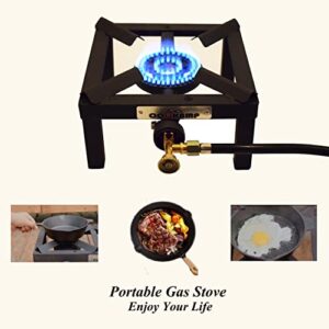 COOKAMP Single Burner Angle Iron Camp Portable Stove with CSA Listed Regulator and 4ft Hose [SA1200]