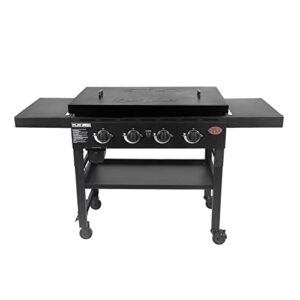 char-griller 8036 flat iron 4 burner outdoor griddle gas grill with lid, black