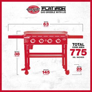 Char-Griller 8036 Flat Iron 4 Burner Outdoor Griddle Gas Grill with Lid, Black