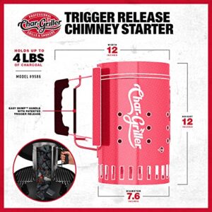 Char-Griller Charcoal Grill Chimney Starter with Quick Release Trigger, 12-Inch