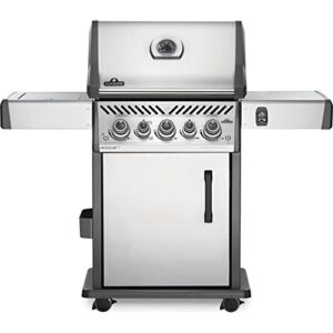 napoleon rogue se 425 bbq grill, stainless steel, propane – rse425rsibpss-1 – with three main burners, infrared rear and side burner, barbecue gas cart, folding side shelves