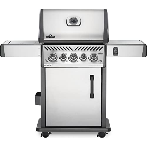 Napoleon Rogue SE 425 BBQ Grill, Stainless Steel, Propane - RSE425RSIBPSS-1 - With Three Main Burners, Infrared Rear And Side Burner, Barbecue Gas Cart, Folding Side Shelves