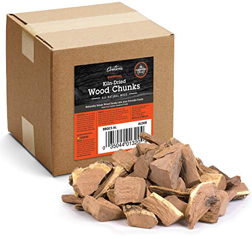 Camerons All Natural Alder Wood Chunks for Smoking Meat -420 Cu In Box, Approx 3.5 Pounds - Kiln Dried Large Cut BBQ Wood Chips for Smoker - Barbecue Chunks Smoker Accessories - Grilling Gifts for Men