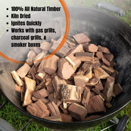 Camerons All Natural Alder Wood Chunks for Smoking Meat -420 Cu In Box, Approx 3.5 Pounds - Kiln Dried Large Cut BBQ Wood Chips for Smoker - Barbecue Chunks Smoker Accessories - Grilling Gifts for Men