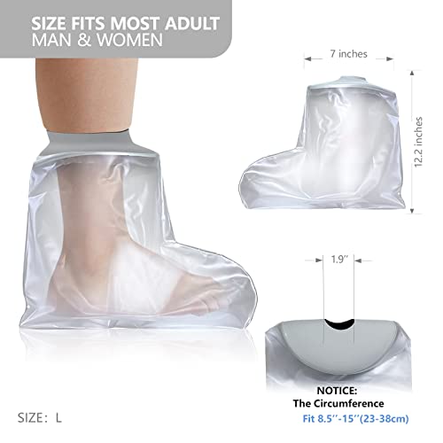 Divvsck Foot & Ankle Cast Cover for Shower,Waterproof Shower Protector for Adult,Watertight Cast Bag Covers- Perfect Fit for Foot Ankle and No Mark on Skin(Size:L)