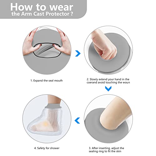 Divvsck Foot & Ankle Cast Cover for Shower,Waterproof Shower Protector for Adult,Watertight Cast Bag Covers- Perfect Fit for Foot Ankle and No Mark on Skin(Size:L)