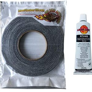 LavaLock® Self Stick Kit 1/2" x 1/8" Grey BBQ Smoker Gasket Black RTV Grill Sealer Hi-Temp