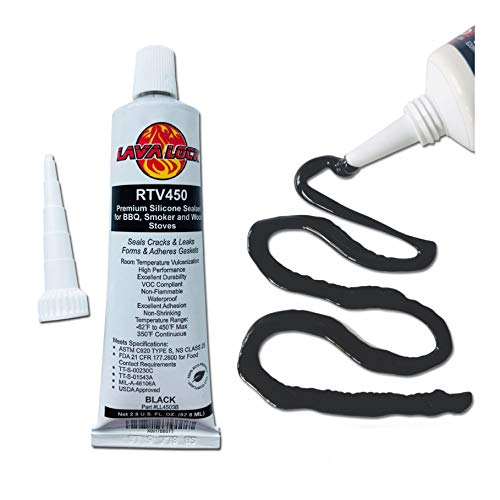 LavaLock® Self Stick Kit 1/2" x 1/8" Grey BBQ Smoker Gasket Black RTV Grill Sealer Hi-Temp